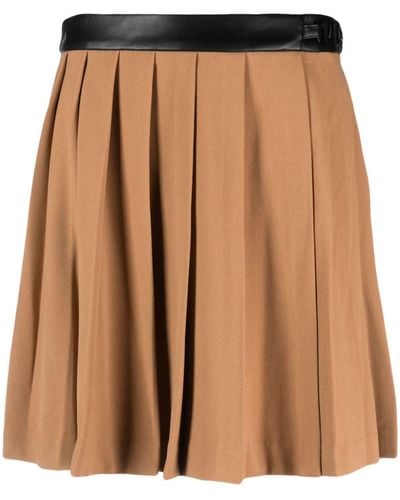 DKNY Pleated Mid-rise Miniskirt - Brown
