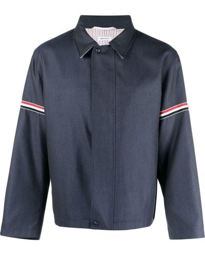 Thom Browne Signature-stripe Detail Shirt Jacket - Blue