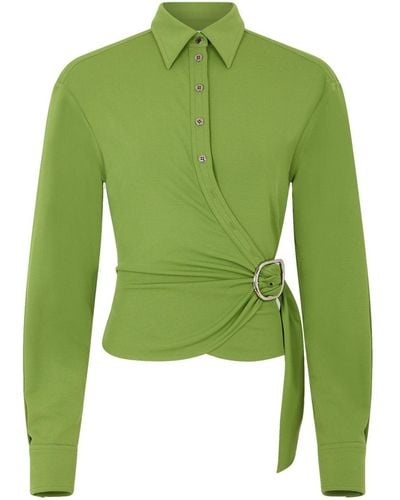 Rabanne Camisa drapeada con diseño cruzado - Verde