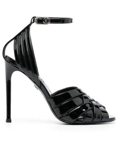 Roberto Cavalli Caged Patent-leather Court Shoes - Black