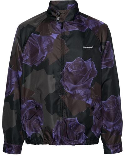 Undercover Rose-print Zip-up Jacket - Blue