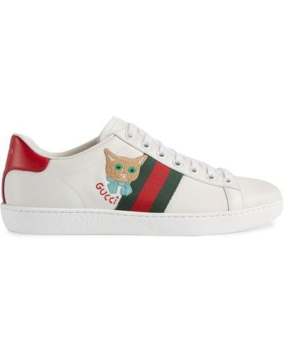 Gucci Ace Trainer With Cat - White