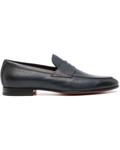 Santoni Grained Leather Loafers - Grey