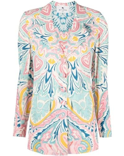 Etro Paisley Butterfly-print Single-breasted Blazer - Blue