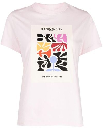 Sonia Rykiel Logo Art-print Cotton T-shirt - White