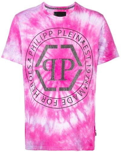 Stain Shade Tie-dye Logo-print T-shirt - Pink