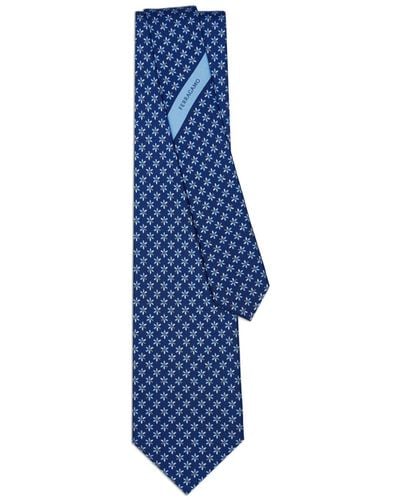 Ferragamo Bee-print Silk Tie - Blue