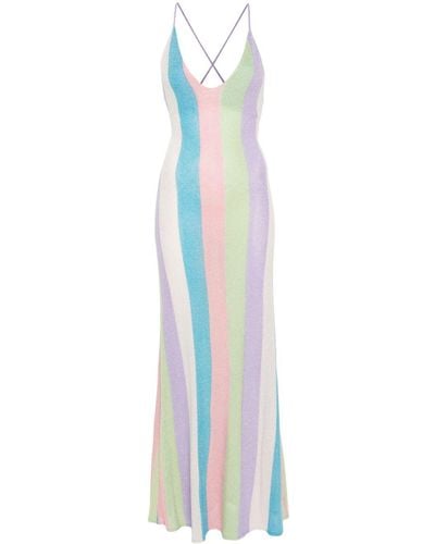 Mc2 Saint Barth Striped Slip-on Maxi Dress - Blue
