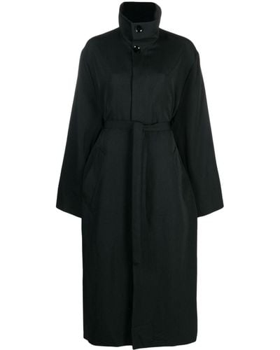 Lemaire Belted Wool Gabardine Coat - Black