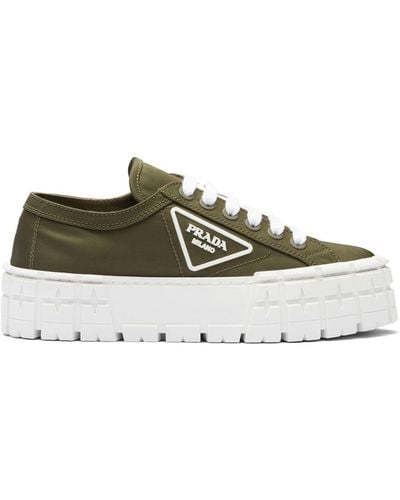 prada green Logo patch Flatform Sneakers