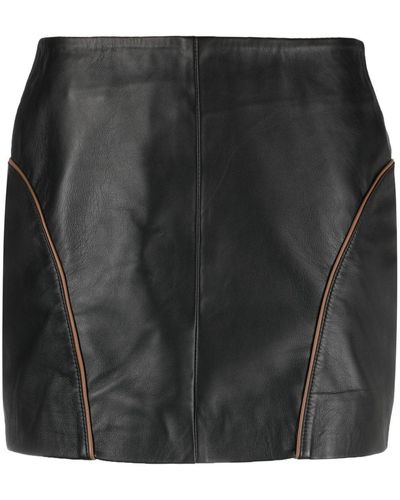 Remain Mid-rise Zip-up Leather Miniskirt - Black