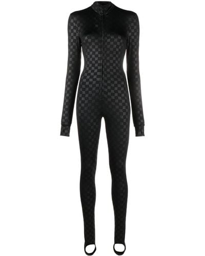 MISBHV Monogram High-neck Zip-up Jumpsuit - Black