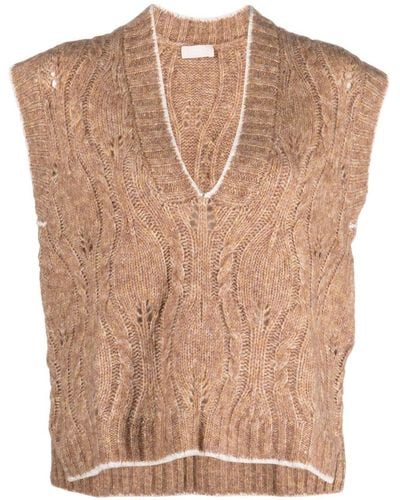 Liu Jo Cable-knit Sleeveless Sweater - Natural