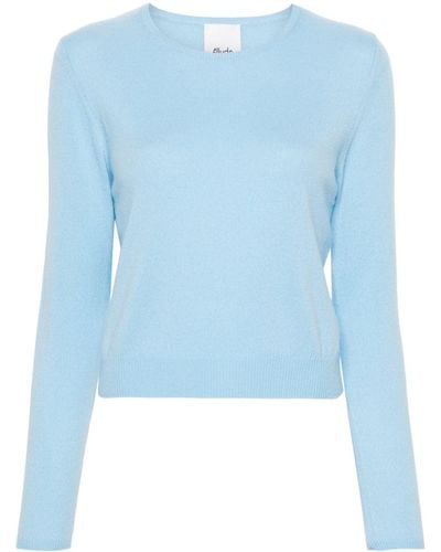 Allude Round-neck Cropped Cashmere Jumper - Blue