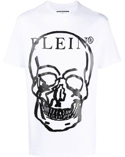 Philipp Plein T-shirt à imprimé tête de mort - Blanc