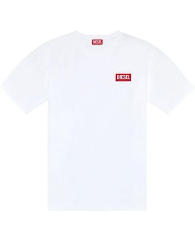 DIESEL T-Nlabel-L1 T-Shirt mit Logo-Applikation - Weiß