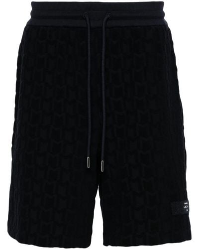Moncler Monogram-jacquard Towelling Shorts - Black