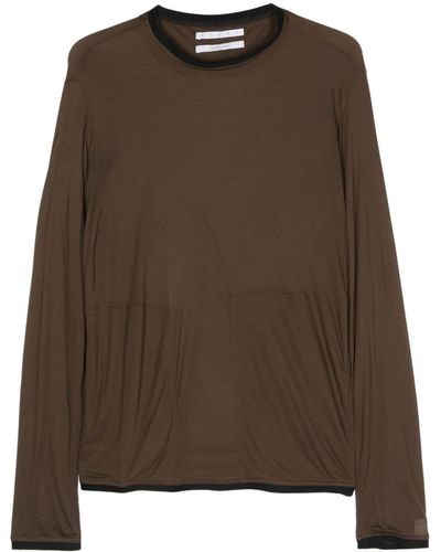RANRA Semi-sheer Modal T-shirt - Brown