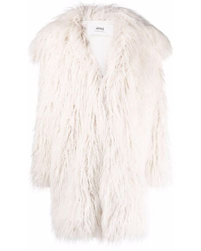 Ami Paris Oversized-Mantel aus Faux Fur - Weiß