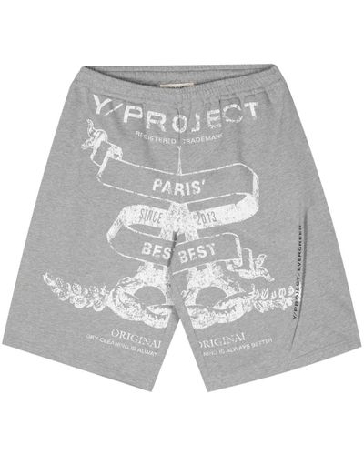 Y. Project Logo-Print Cotton Shorts - Gray