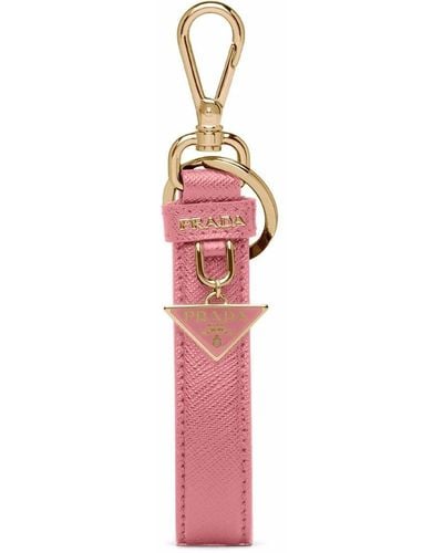 Prada Schlüsselanhänger mit Logo-Schild - Pink