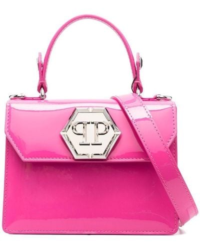 Philipp Plein Logo-plaque Patent-leather Handbag - Pink