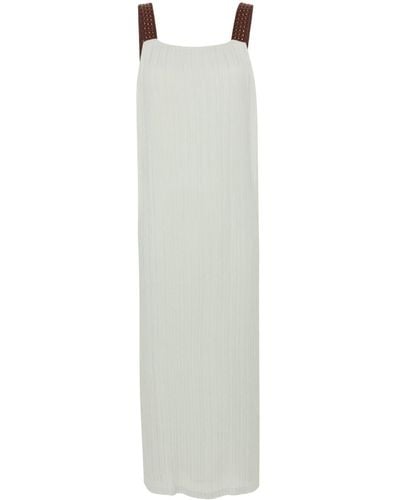Alysi Interwoven-straps Plissé Midi Dress - White