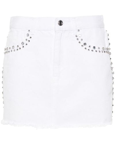 Liu Jo Stud-embellished Denim Mini Skirt - ホワイト