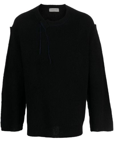 Yohji Yamamoto Asymmetric-neck Drop-shoulder Sweater - Black