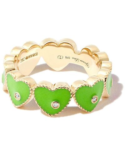 Yvonne Léon 9kt Yellow Gold Enamel Diamond Heart Ring - Multicolour