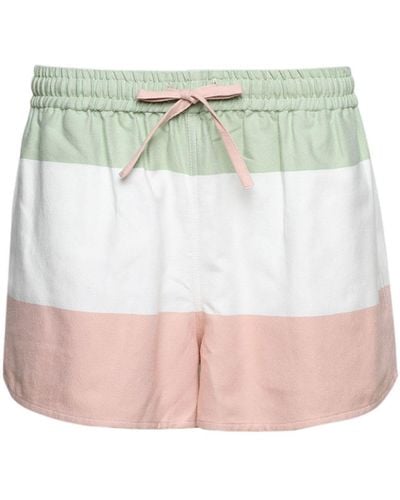 Marrakshi Life Wide-stripe Cotton Shorts - White