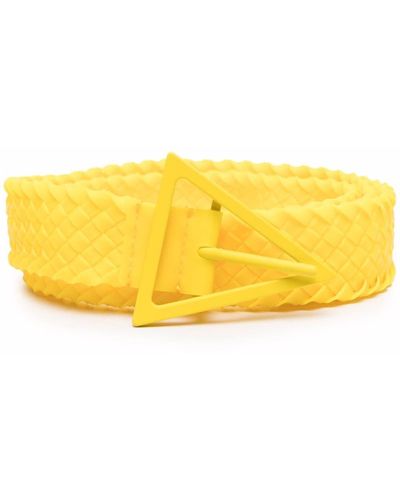 Bottega Veneta Raffia Buckle Belt - Yellow