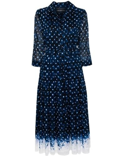 Samantha Sung Audry Abstract-print Pleated Midi Dress - Blue