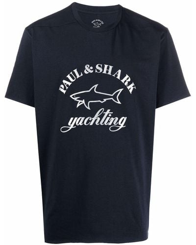 Paul & Shark ロゴ Tシャツ - ブルー