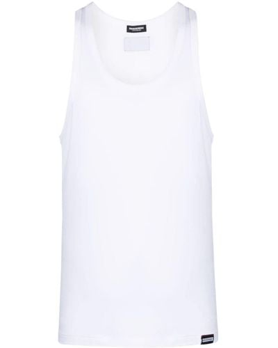 DSquared² Jersey-Trägershirt mit Logo-Patch - Weiß