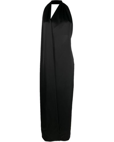 Loewe Scarf Satin Maxi Dress - Black