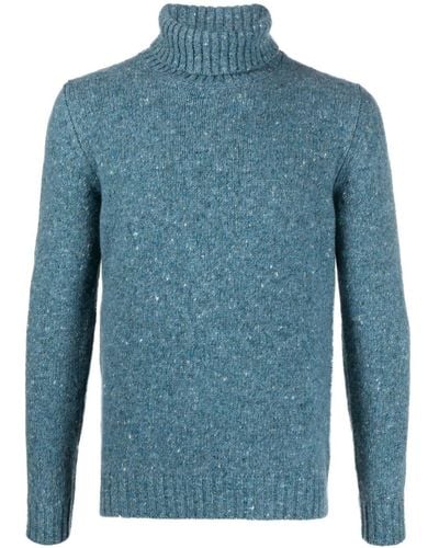 Moorer Fine-knit Roll-neck Sweater - Blue