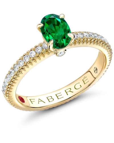 Faberge 18kt Geelgouden Colour Of Love Ring Met Smaragd En Diamant - Groen