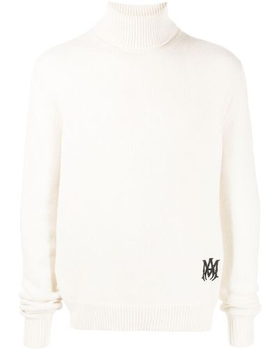 Amiri Roll Neck Cashmere-blend Sweater - White