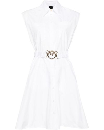 Pinko Sleeveless Poplin Shirt Dress - White