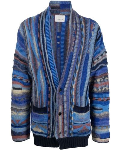 Laneus Patterned Intarsia-knit Cardigan - Blue