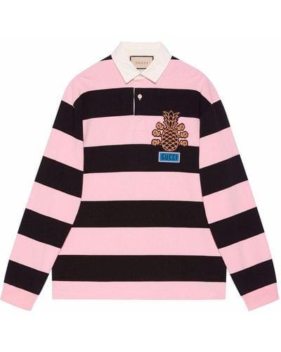 Gucci Pineapple Long-sleeved Polo Shirt - Pink