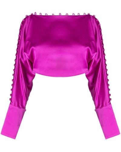 ‎Taller Marmo Mila Cropped Button Blouse - Pink