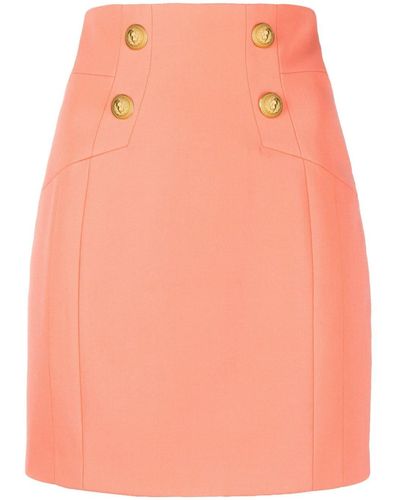 Balmain High Waist Midi-rok - Oranje