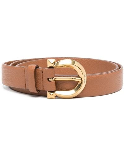 Ferragamo Gancini Leather Belt - Brown