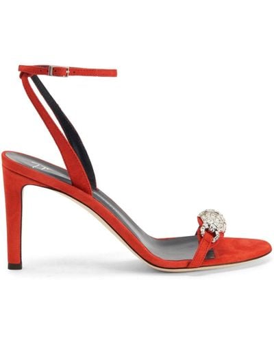 Giuseppe Zanotti Thais 85mm Suede Sandals - Red