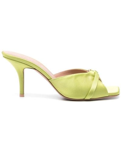 Malone Souliers Patricia 70 Satin Heel Mules - Yellow