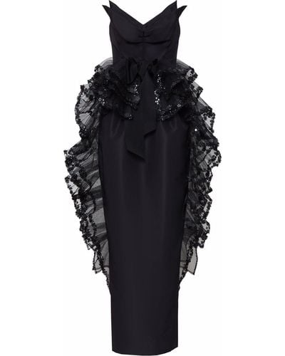 Carolina Herrera チュールパネル イブニングドレス - ブラック