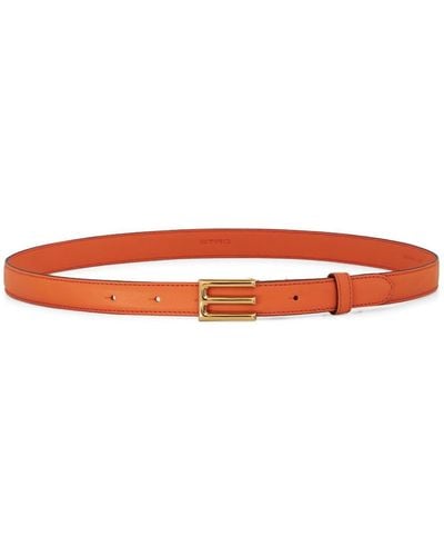 Etro Logo-buckle Leather Belt - Orange