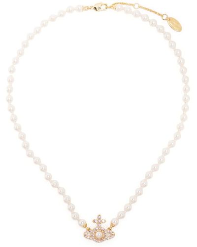 Vivienne Westwood Mini Bas Relief Pearl-detail Necklace - White